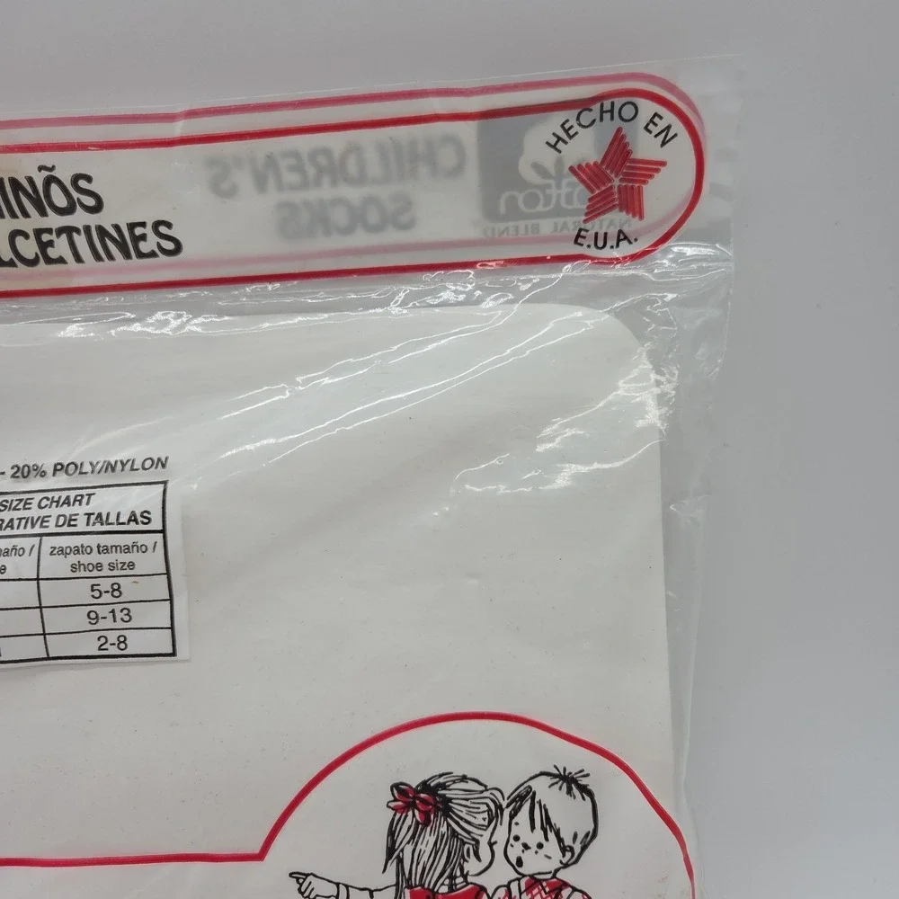 NOS Vintage Cotton Blend USA Made Children's Tube Socks SPORTS Fits Size 4-6.5
